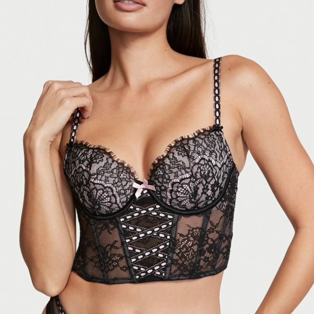 NWT Victoria’s Secret Lightly Lined Heritage Ribbon Slot Bra Top S-DD